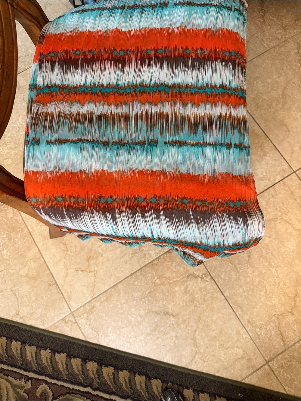 Lightweight Striped Scarf in Teal and Orange